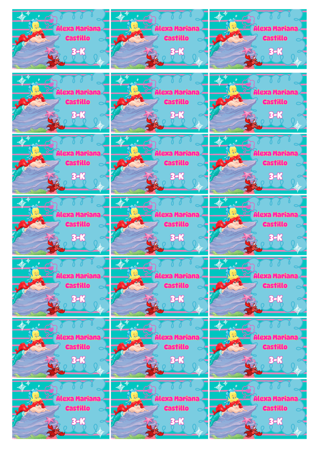 Etiquetas Escolares Paquete 1 (52 Stickers)